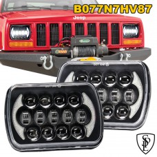 SPL Brightest 5''x7''/7''x'6'' Projector Osram Led Headlights with DRL for Jeep Wrangler YJ Cherokee XJ H6054 H5054 H6054LL 69822 6052 6053 (Black Pair)