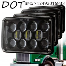 Newest 60W 4"x6" Inch LED Headlights with DRL for H4651 H4652 H4656 H4666 H6545 Freightliner Kenworth Peterbilt International Volvo Sterling Western Star Mack(Black 4Pcs)