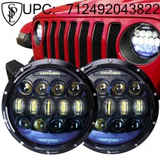 130W 7" Inch Projector Headlights Set with DRL/Amber Turn Signal for Jeep Wrangler 97-2017 JK TJ LJ