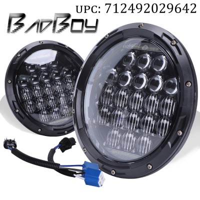 BAD BOY! 7" Inch LED High/Low Beam130W Philip LED Headlight with DRL for Jeep Wrangler JK TJ LJ CJ Hummer H1 & H2(Black Pair)