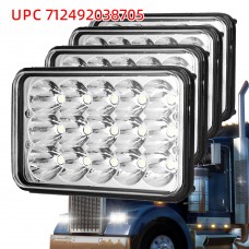 Classic 4X6 Inch Ultra Bright Led headlights for for H4651 H4652 H4656 H4666 H6545 Freightliner Kenworth Peterbilt International Volvo Sterling Western Star Mack(Black 4Pcs)